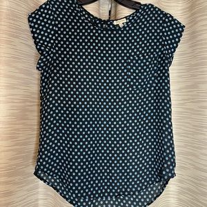 Lily White Black Tiny Floral Blouse GUC